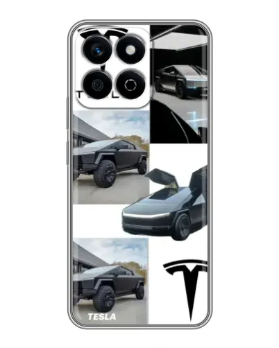 Чехол для Huawei Honor X7c с картинкой «Коллаж Cybertruck Tesla»
