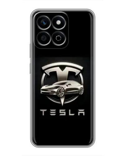 Чехол для Huawei Honor X7c с картинкой «Tesla — серебристое авто»