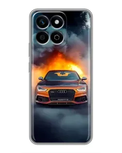 Чехол для Huawei Honor X7c с картинкой «Audi в огненном дыму»