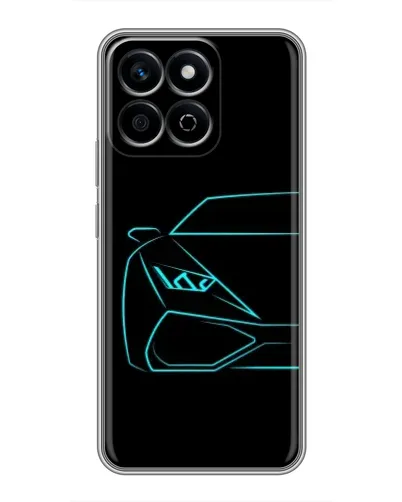 Чехол для Huawei Honor X7c с картинкой «Голубой силуэт Lamborghini»