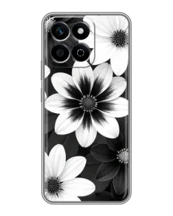 Чехол для Huawei Honor X7c с картинкой «Монохромные астры»