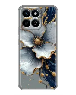 Чехол для Huawei Honor X7c с картинкой «Белый цветок и золотой флюид»