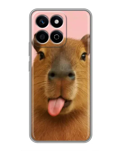 Чехол для Huawei Honor X7c с картинкой «Капибара с языком»