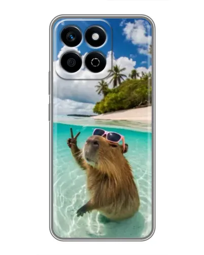Чехол для Huawei Honor X7c с картинкой «Капибара на море»