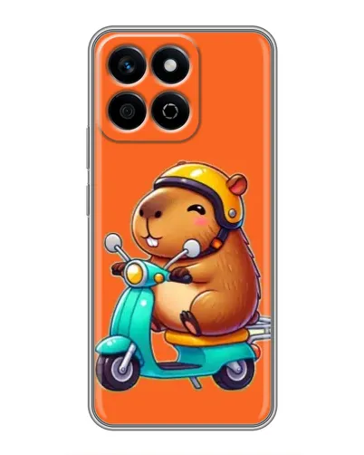 Чехол для Huawei Honor X7c с картинкой «Капибара на скутере»