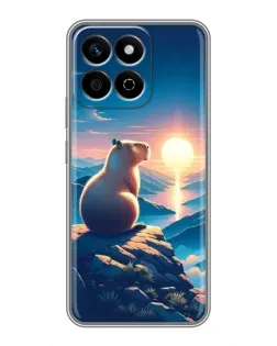 Чехол для Huawei Honor X7c с картинкой «Закат солнца с капибарой»