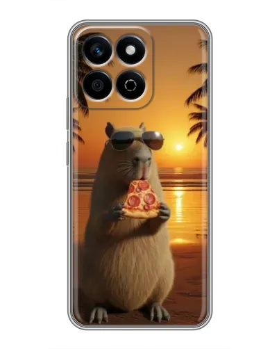 Чехол для Huawei Honor X7c с картинкой «Капибара с пиццей»