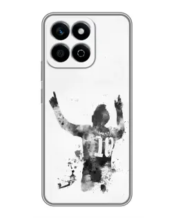 Чехол для Huawei Honor X7c с картинкой «Черно-белый силуэт Месси»