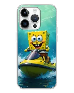 Чохол для Huawei Honor X7d з картинкою «Спанч Боб на гідроциклі»