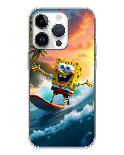 Чехол для Huawei Honor X7d с картинкой «Губка Боб серфингист»