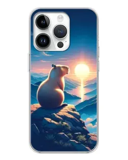 Чохол для Huawei Honor X7d з картинкою «Захід сонця з капібарою»