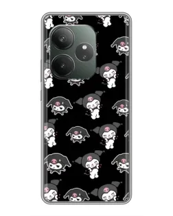 Чехол для Huawei Honor X80i с картинкой «Черный паттерн Kuromi»