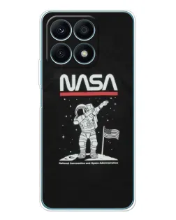 Чехол для Huawei Honor X8a с картинкой «NASA — шагаем по Луне»