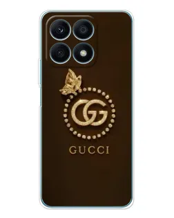 Чехол для Huawei Honor X8a с картинкой «Gucci — золотая бабочка»