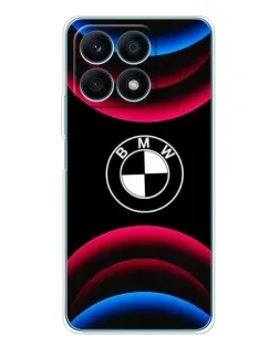 Чехол для Huawei Honor X8a с картинкой «Логотип BMW и неоновые дуги»