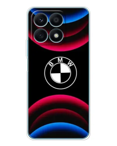 Чехол для Huawei Honor X8a с картинкой «Логотип BMW и неоновые дуги»