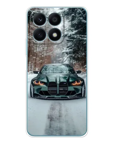 Чехол для Huawei Honor X8a с картинкой «BMW в зимнем лесу»