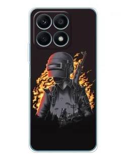 Чехол для Huawei Honor X8a с картинкой «PUBG — огненный силуэт»