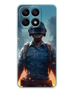 Чехол для Huawei Honor X8a с картинкой «PUBG — реалистичный герой»