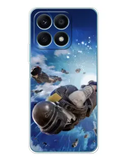 Чехол для Huawei Honor X8a с картинкой «Десант PUBG — прыжок»