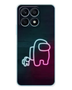 Чехол для Huawei Honor X8a с картинкой «Among Us неон-арт»