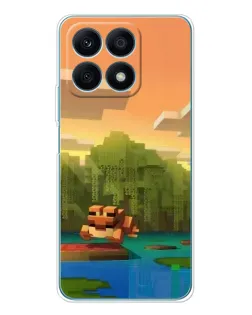 Чехол для Huawei Honor X8a с картинкой «Майнкрафт закат солнца»