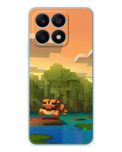 Чехол для Huawei Honor X8a с картинкой «Майнкрафт закат солнца»