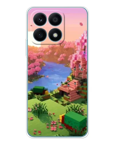 Чехол для Huawei Honor X8a с картинкой «Розовое дерево Minecraft»