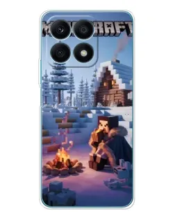 Чехол для Huawei Honor X8a с картинкой «Зимний Minecraft»