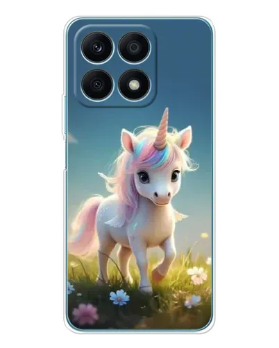 Чехол для Huawei Honor X8a с картинкой «Единорог на поляне»