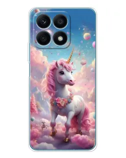 Чехол для Huawei Honor X8a с картинкой «Единорог среди облаков»