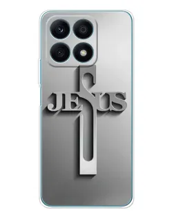Чехол для Huawei Honor X8a с картинкой «Металлический крест Jesus»