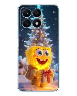 Чехол для Huawei Honor X8a с картинкой «Рождественский Спанч Боб»