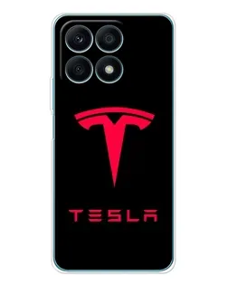 Чехол для Huawei Honor X8a с картинкой «Tesla Red Logo»