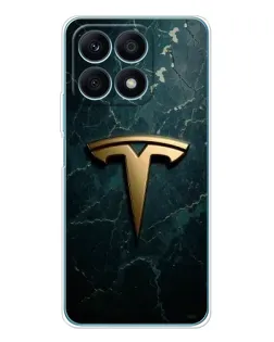 Чехол для Huawei Honor X8a с картинкой «Мраморная Tesla Gold»