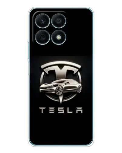 Чехол для Huawei Honor X8a с картинкой «Tesla — серебристое авто» Чехол для Huawei Honor X8a с картинкой «Tesla — серебристое авто»
