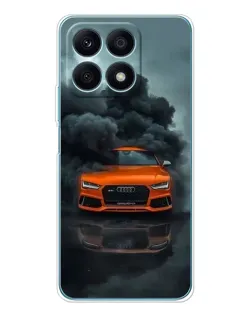 Чехол для Huawei Honor X8a с картинкой «Audi в облаках дыма»