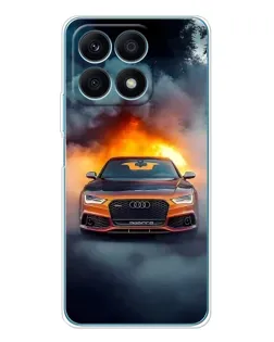 Чехол для Huawei Honor X8a с картинкой «Audi в огненном дыму»