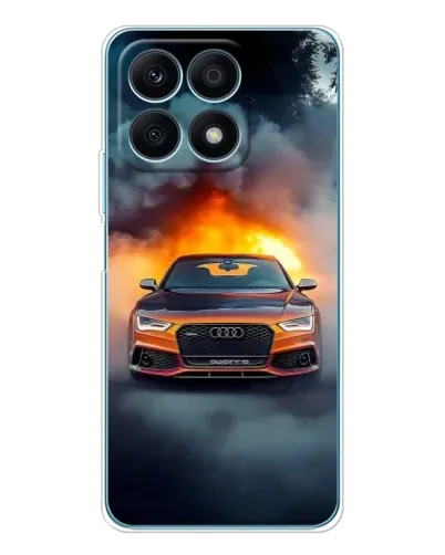 Чехол для Huawei Honor X8a с картинкой «Audi в огненном дыму»
