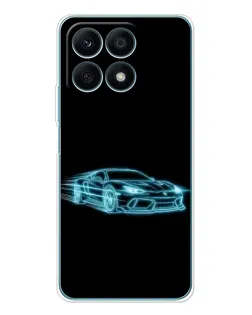 Чехол для Huawei Honor X8a с картинкой «Неоновый контур Lamborghini»