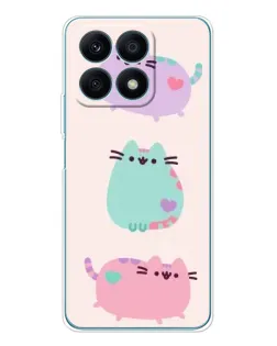 Чехол для Huawei Honor X8a с картинкой «Pusheen трио»