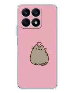 Чехол для Huawei Honor X8a с картинкой «Pusheen сердце»