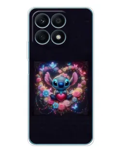 Чехол для Huawei Honor X8a с картинкой «Stitch в цветах»