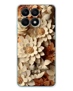 Чехол для Huawei Honor X8a с картинкой «Бежевый флористический декор»