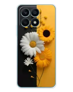 Чехол для Huawei Honor X8a с картинкой «Подсолнух и ромашка»