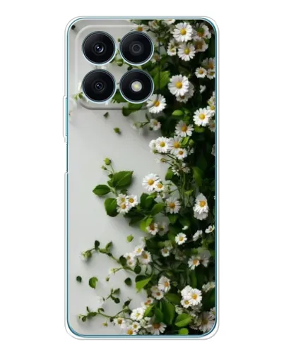 Чехол для Huawei Honor X8a с картинкой «Ветка мелких белых цветов»
