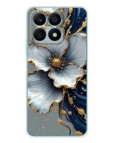 Чехол для Huawei Honor X8a с картинкой «Белый цветок и золотой флюид» Чехол для Huawei Honor X8a с картинкой «Белый цветок и золотой флюид»