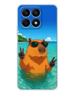 Чехол для Huawei Honor X8a с картинкой «Морская капибара»