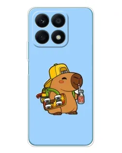Чехол для Huawei Honor X8a с картинкой «Капибара на скейте»