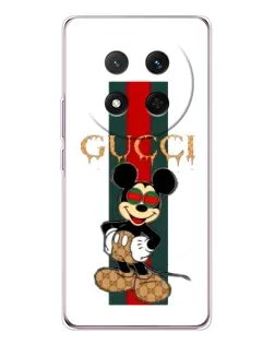 Чехол для Huawei Honor X9c с картинкой «Микки Маус Gucci — полосы»